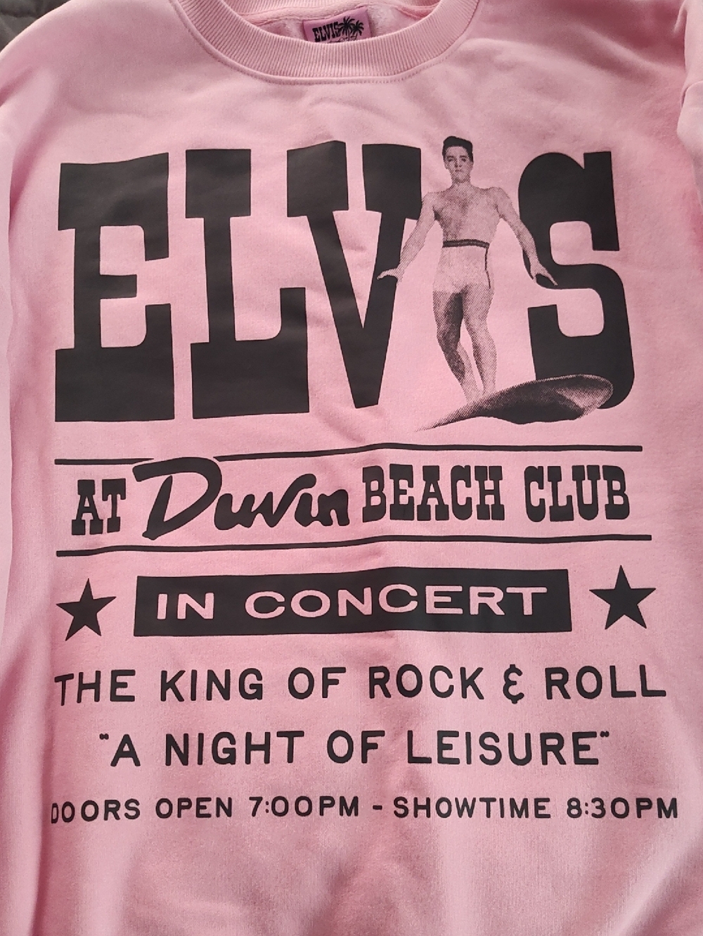 Duvin Elvis Pink Graphic Sweatshirt - Mens Casual Pullover, Sz L - Picture 2 of 4